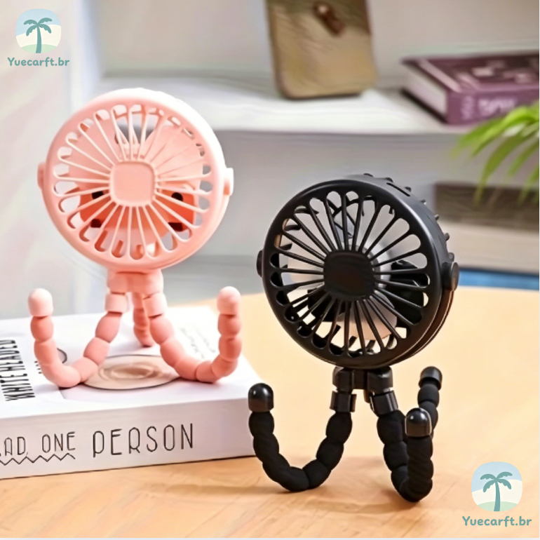 Mini Ventilador USB para Carrinho de Bebê – Portátil, Recarregável, Silencioso, com Suporte Flexível