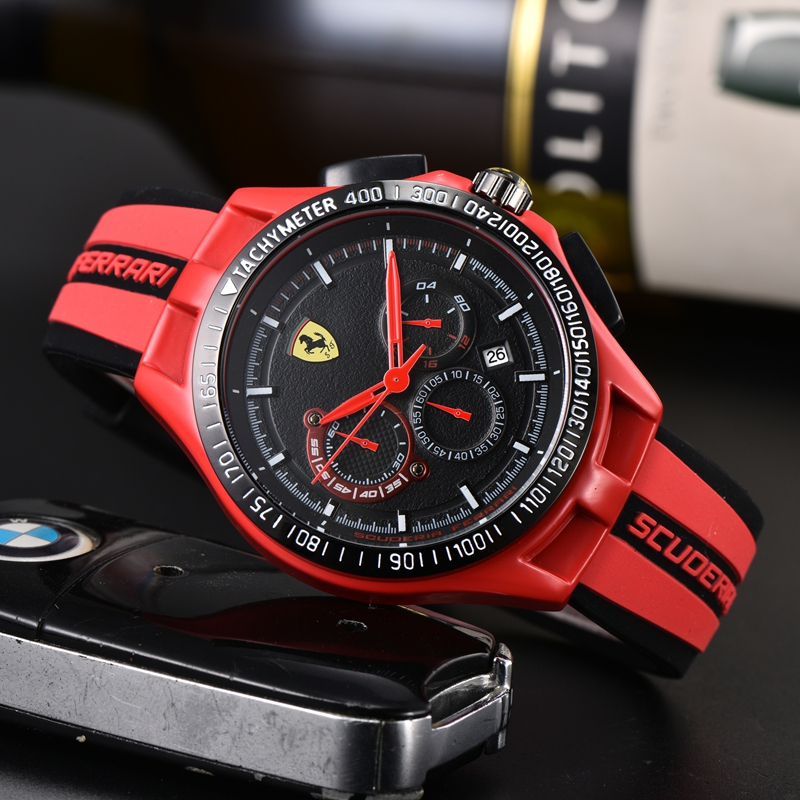 Relógio masculino relógio de quartzo de seis ponteiros relógio FERRARI relógio de marca superior da moda