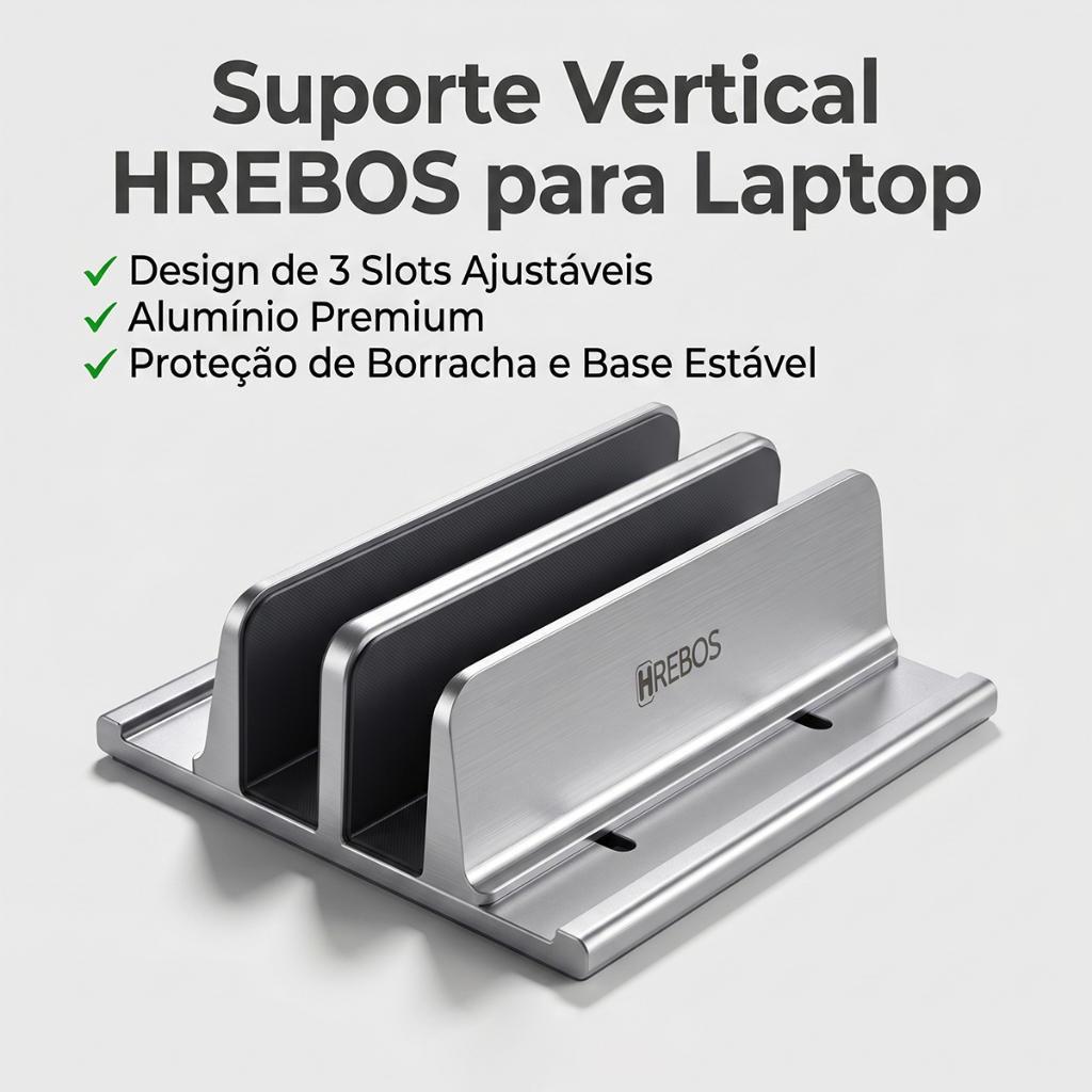 HREBOS x HEYOO Suporte Vertical para Notebook com Slot duplo adequado para Macbook / Tablet / iPad Light Luxo estilo lig