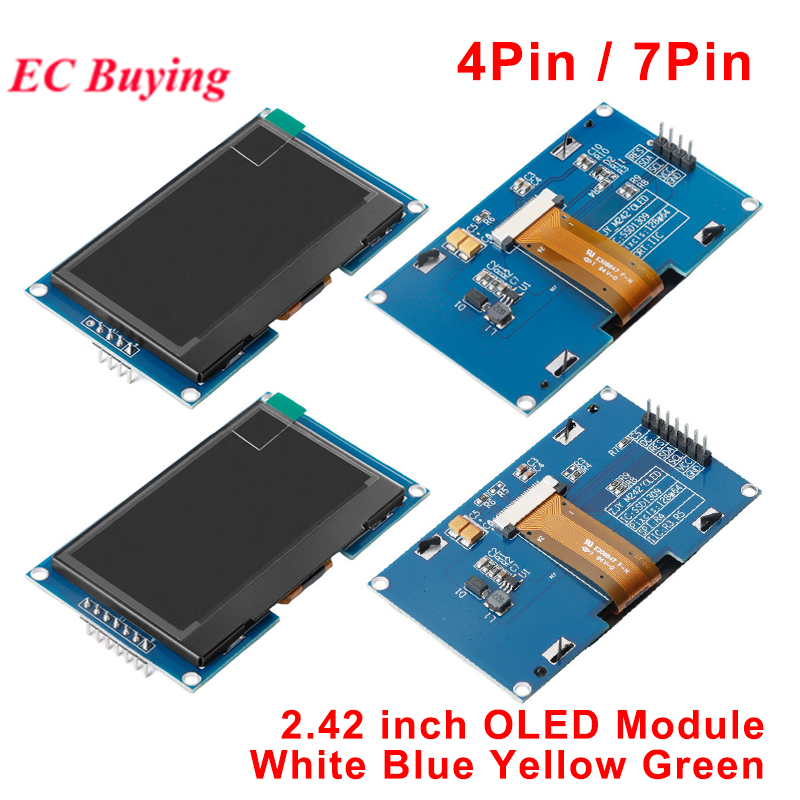 Módulo OLED De 2.42 Polegadas 2.42 " 12864 Tela LCD De Exibição LED 128x64 SSD1309 SPI/IIC I2C Interface Para Arduino 4P