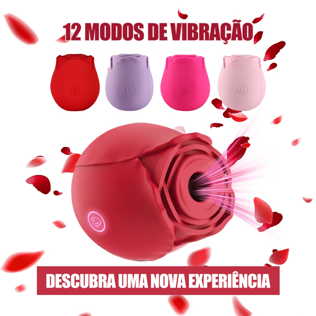 Brinquedo De Sucção Clitoriana Em Forma De Rosa 10 Modos , Recarregável , Silicone Macio E À Prova D'água