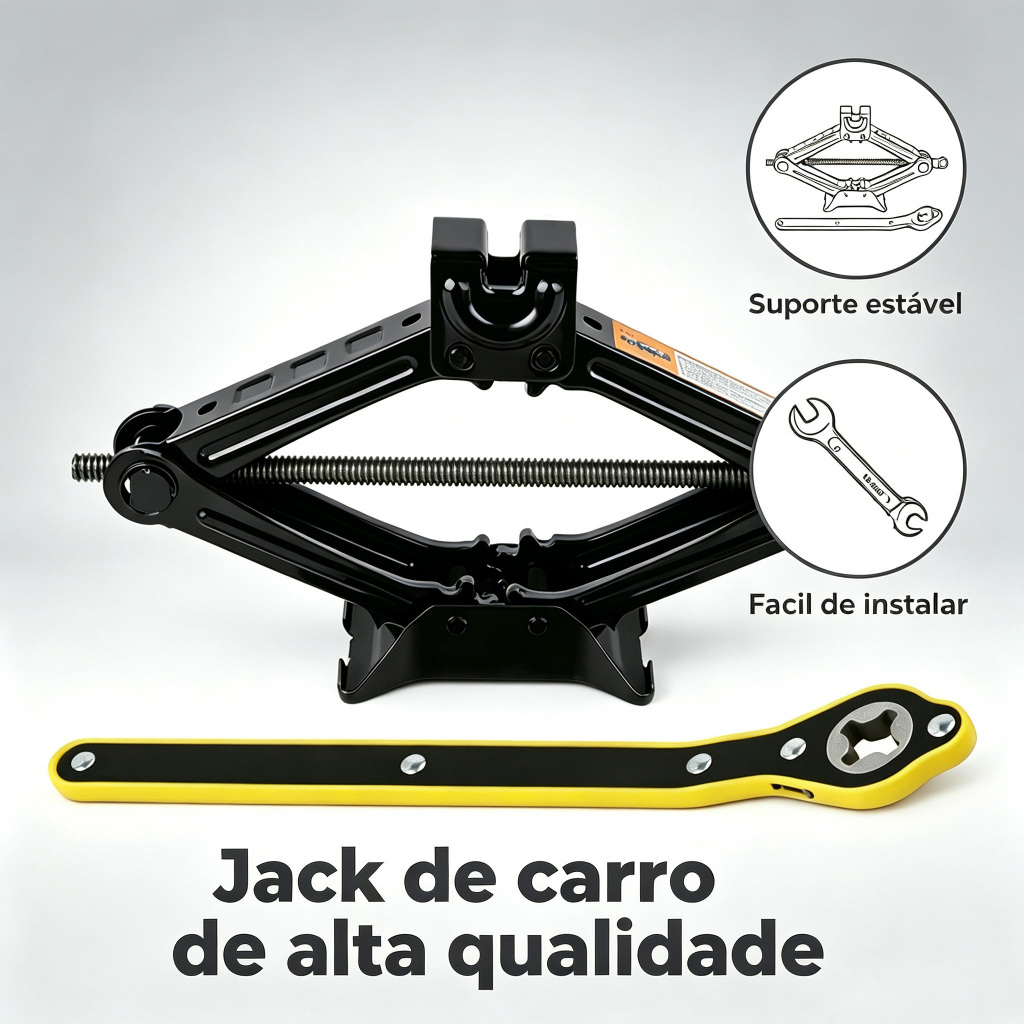 Macaco Sanfona Universal 1500kg 1.5t Com Chave Para Carro