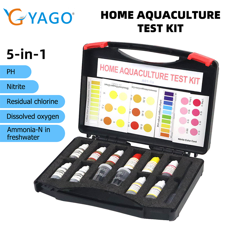 YAGO 5-Em-1 Kit De Teste De Aquicultura Doméstica pH Nitrito Cloro Oxigênio Dissolvido Amônia Testador De Qualidade Da Á