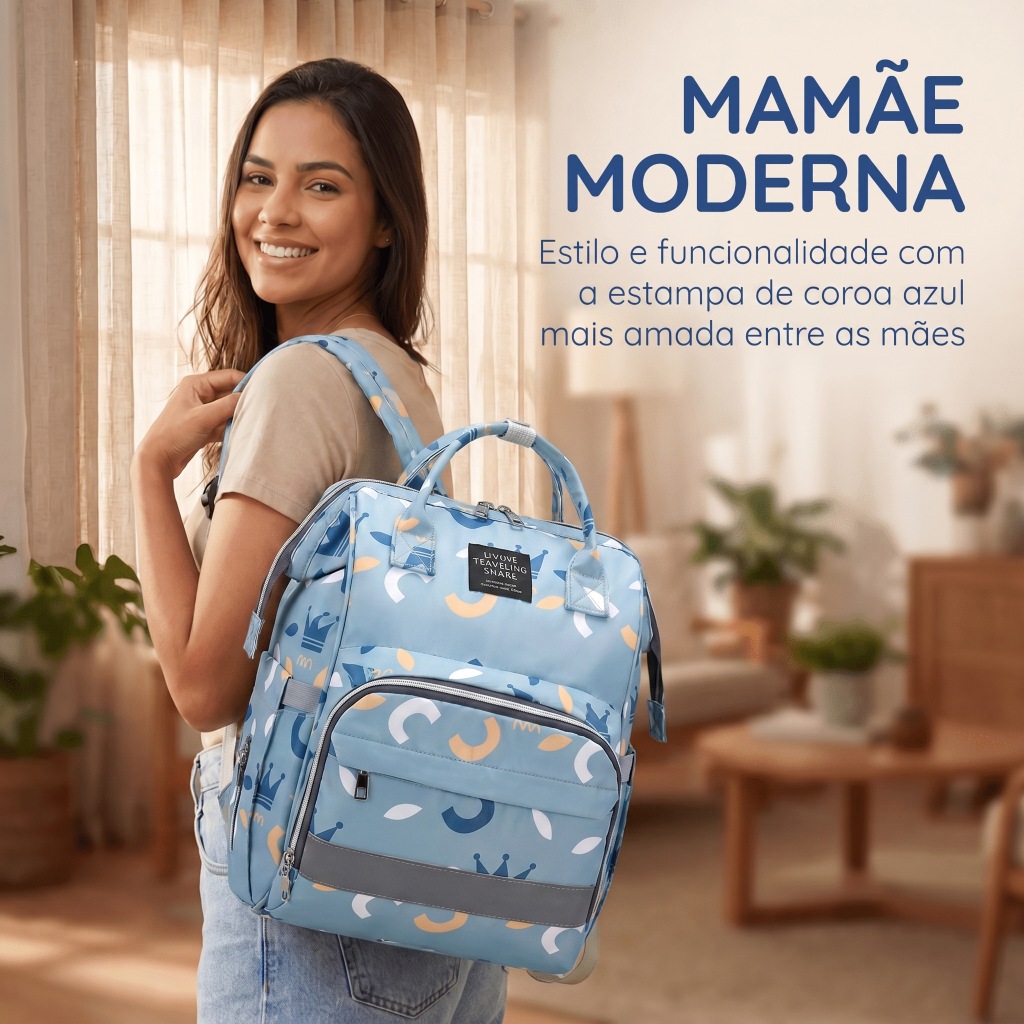 Bolsa Maternidade Impermeável Multifuncional Térmica para Garrafas, Compartimento para Fraldas e Grande Capacidade