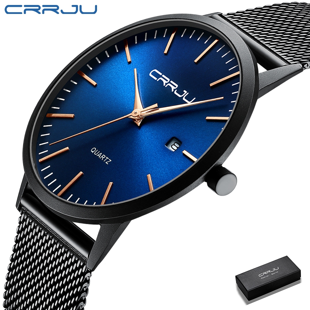 CRRJU Relógios Masculinos De Moda casual Simples design Clássico Esporte À Prova D'água Movimento Original 2172
