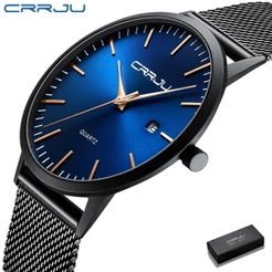 CRRJU Relógios Masculinos De Moda casual Simples design Clássico Esporte À Prova D'água Movimento Original 2172