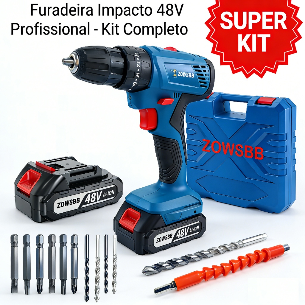 Furadeira parafusadeira furadeira de impacto Profissional 48v Genérica bosch GSR 185-li elétrica 2 Baterias