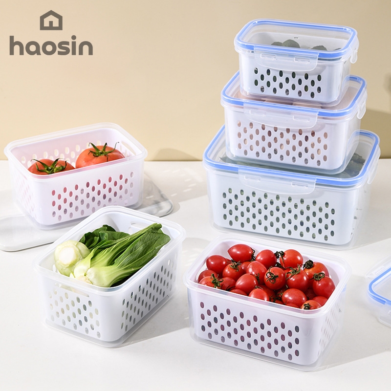 haosin Kit 3 Organizadores Potes Hermeticos para Geladeira 6200/3000/1150ml Alimentos e Vegetais
