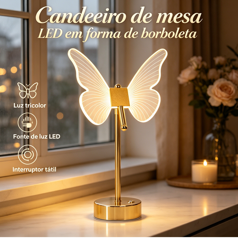 Candeeiro De Mesa LED Borboleta , Com Luz Ajustável De Três Cores E Controle De Toque , É Adequado Para Decorar Quartos