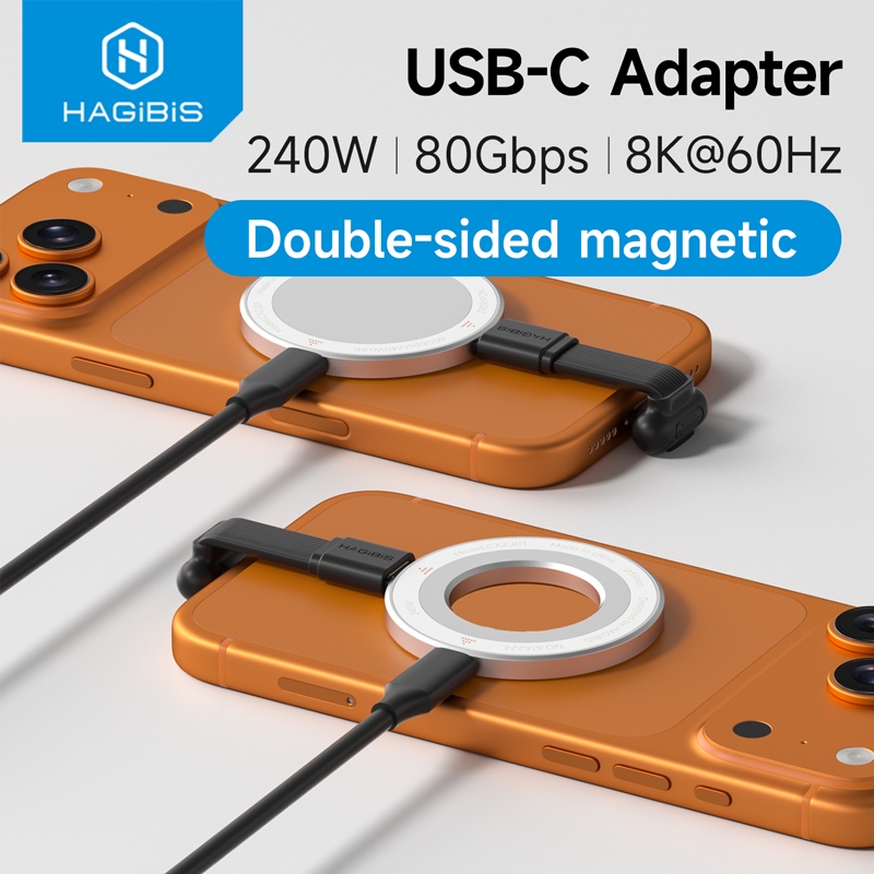 Anel Adaptador Magnético Hagibis Para Porta De Carregamento De Telefone E Tablet Tipo-C Plug Conventer 240W Cabo iPhone 