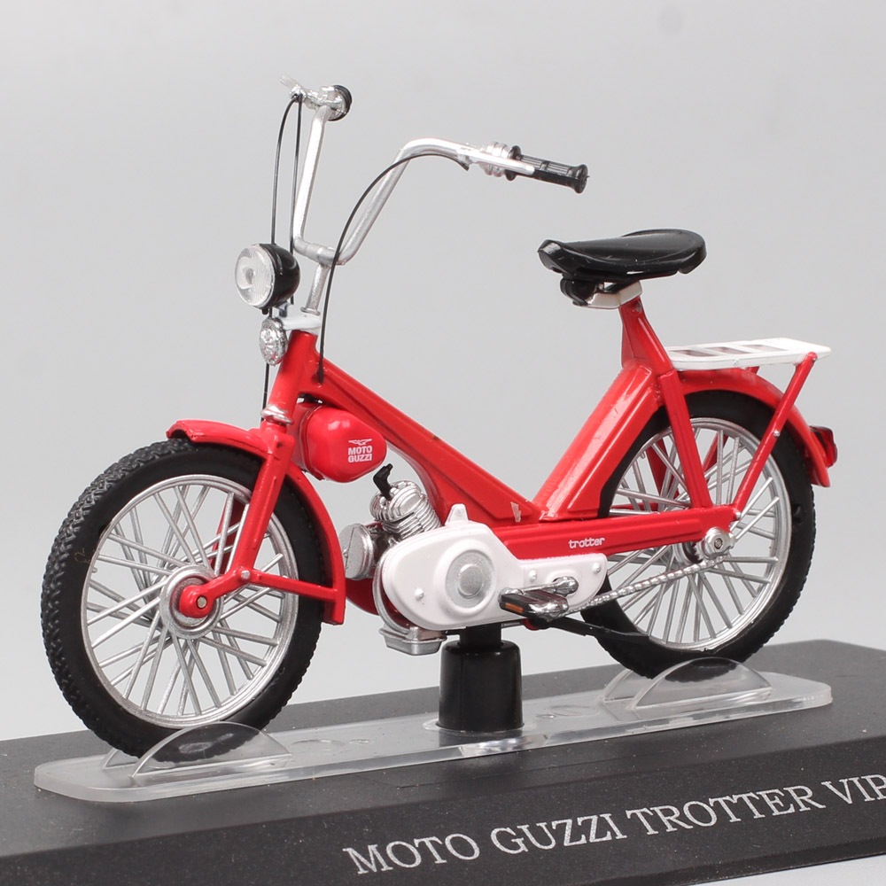 Atlas Escala 1/18 Moto Guzzi Trotter VIP 50cc Ciclomotor Motocicleta Diecast Modelo Bicicleta Scooter Réplicas Vermelho