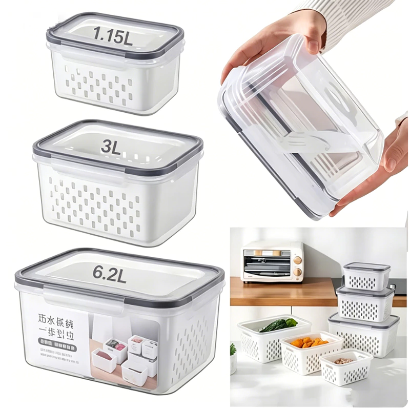 Kit 3 Potes Herméticos Organizadores de Geladeira 6.2L