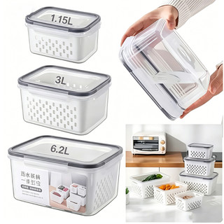 haosin Kit 3 Potes Herméticos Organizadores de Geladeira – 6.2L + 3L + 1.15L p/ Alimentos…