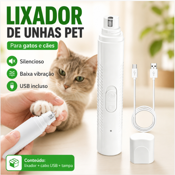 Moedor de Unhas Elétrico USB Recarregável para Animais de Estimação, Ferramenta de Polimento Portátil