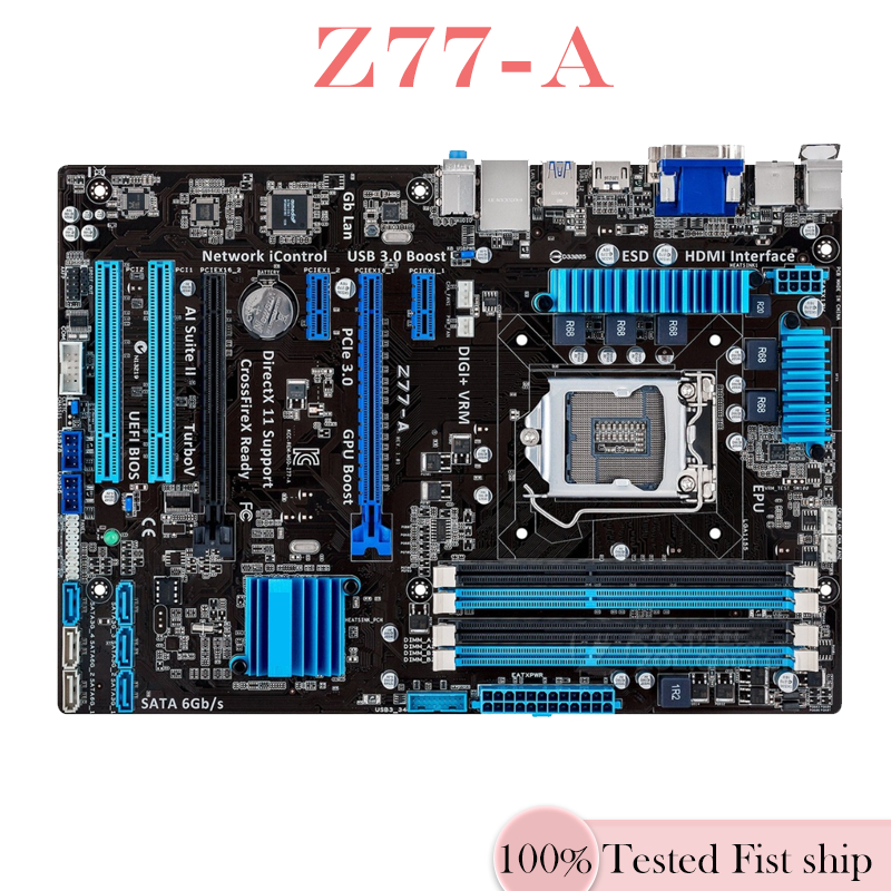 Para ASUS Z77-A Placa-Mãe Intel Z77 Soquete LGA 1155 DDR3 32G ATX Mainboard 100 % Testado OK