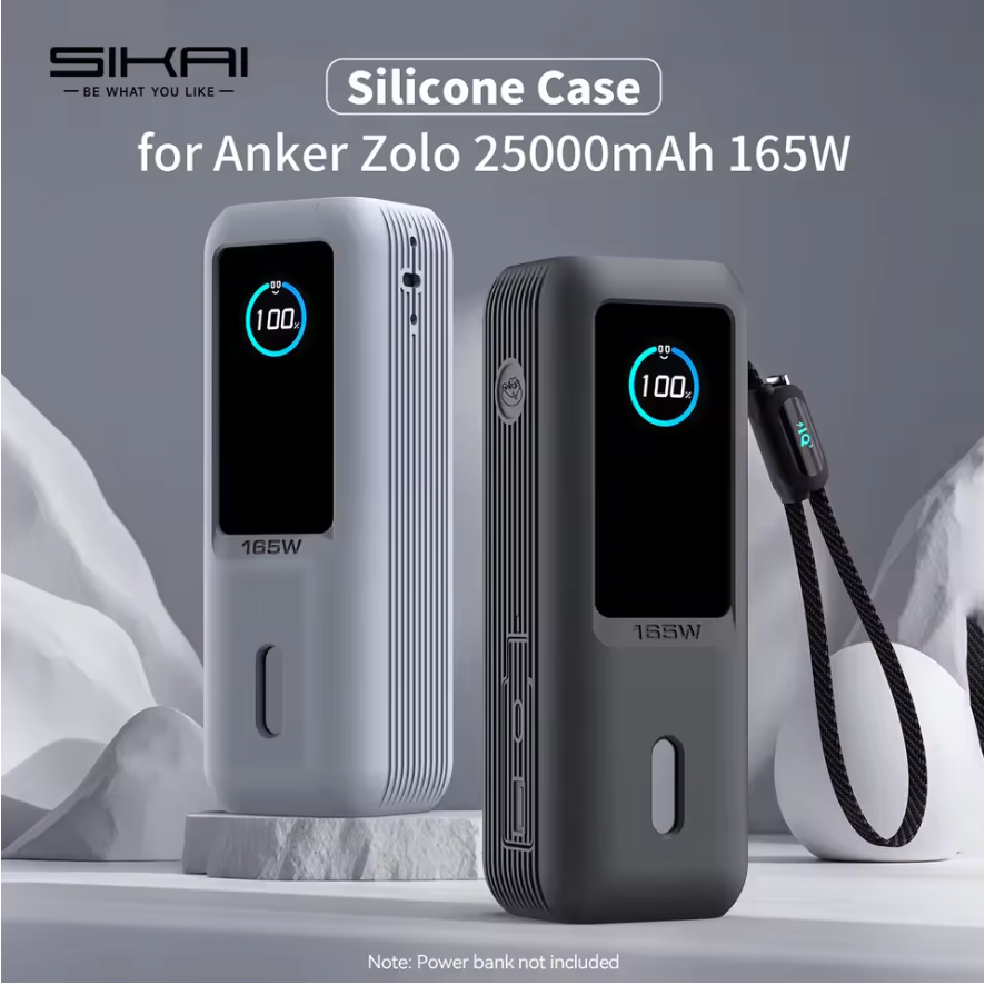 Capa De Silicone Para Anker Zolo 25000mAh 165W Power Bank Carregador Portátil Caso Protetor Viagem Transporte TF/SIM Sac