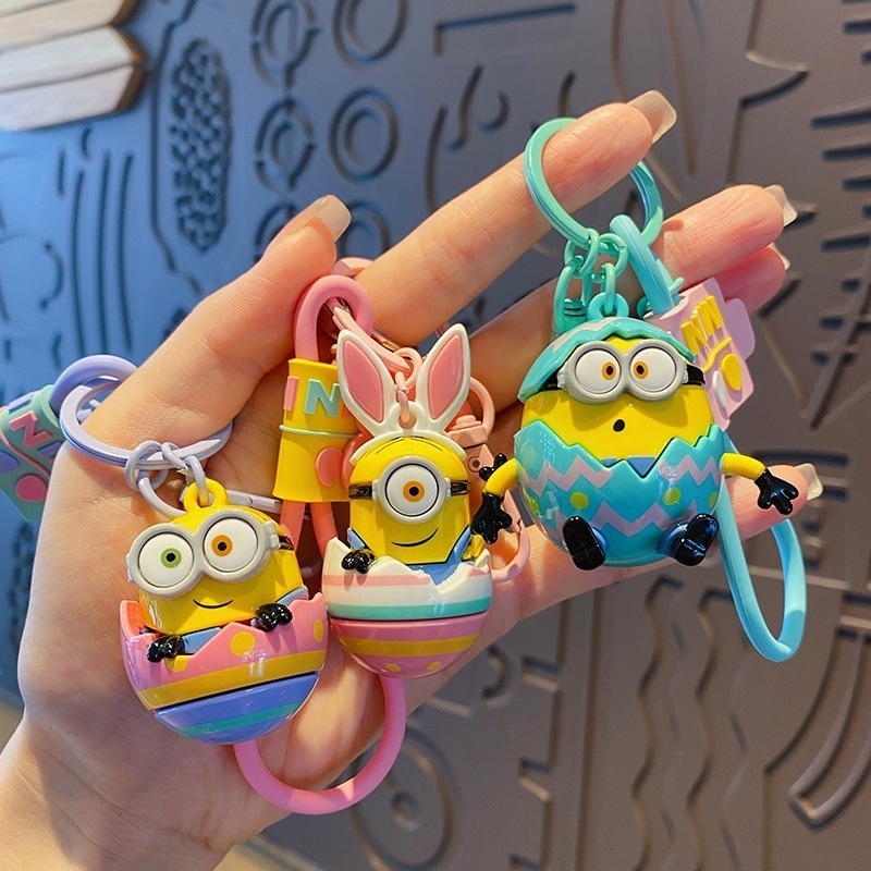 [Autêntico] Chaveiro Minions Meu Malvado Favorito Ovo de Páscoa Fofo Bob Kevin Stuart Pingente de Bolsa Mochila Infantil