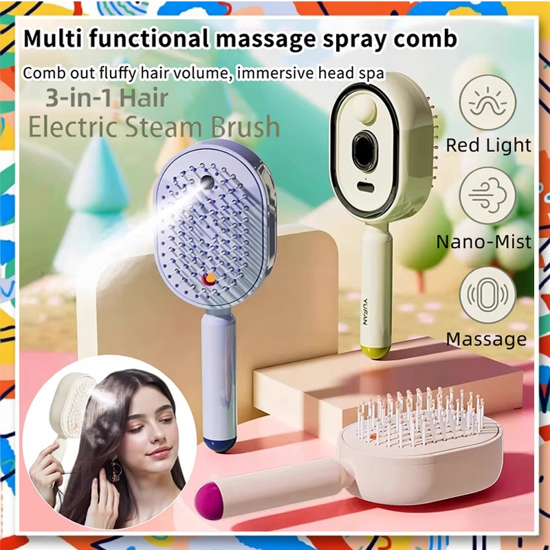 Escova De Cabelo Elétrica A Vapor , Pente De Massagem E Função De Névoa , Tecnologia De Íons Simultaneamente Mais Forte