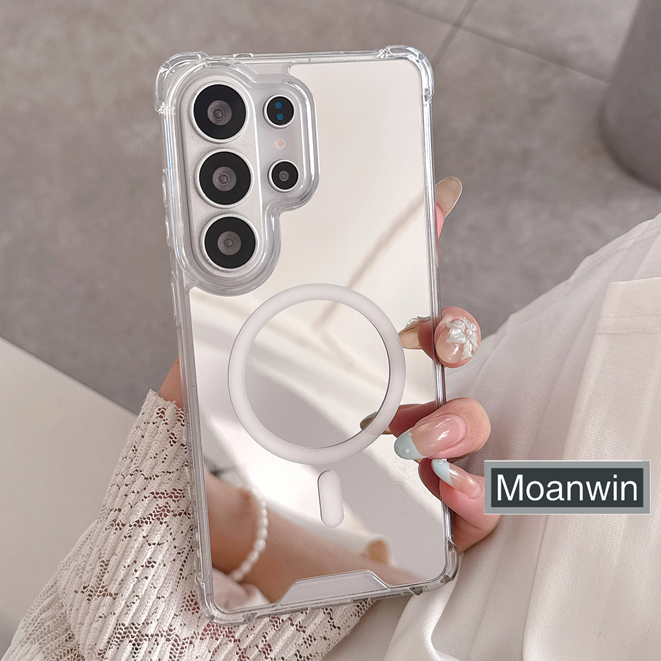 Capa De Telefone Magnética Espelhada Para Samsung S26 S25 S24 S23 Ultra Plus FE A17 A26 A27 A37 A56 A57 Absorvente De Ch