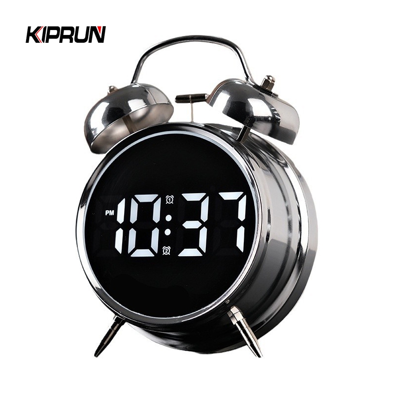 Despertador Digital Pequeno Kipka , Alarme De Metal Com Voz Alta E Relógio De Cabeceira Display LED Brilhante , Plug-in