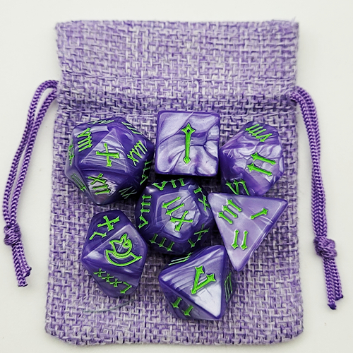 Conjunto 7 Dados RPG Numerais Romanos + Bolsa D&D Pathfinder (D6 D20 D10 D12 D4 D8)