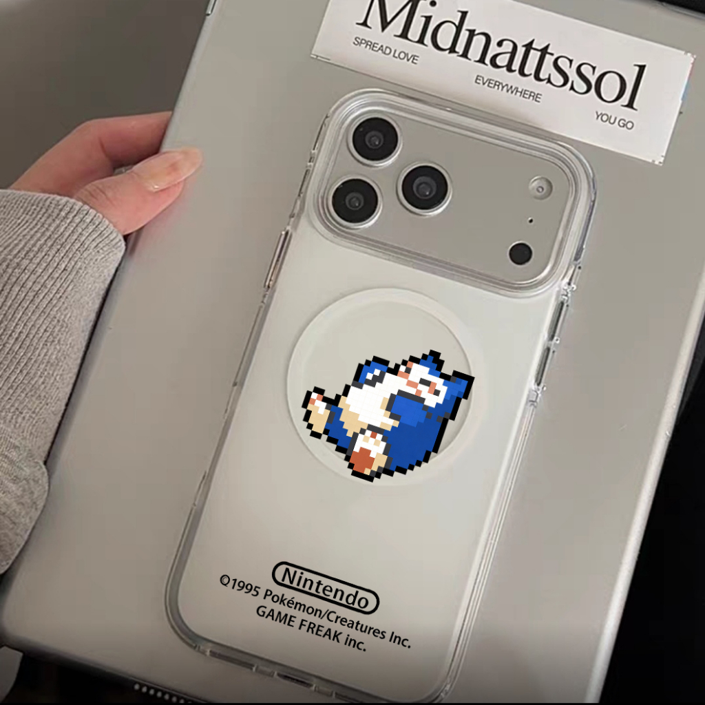 Pixel Pokémon Snorlax Para iPhone 17Promax Capa Magnética Charmander 16Pro 13 Carregamento Sem Fio À Prova De Choque Bra