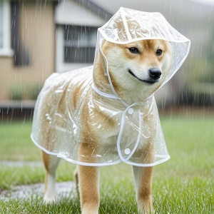 Capa De Chuva Para Cães Transparente Impermeável / Jaqueta Com Capuz Para Animal De Estimação