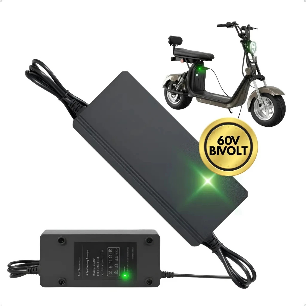 Carregador De Bateria De Lítio Para Scooter Elétrica 60v 2ah Para Citycoco