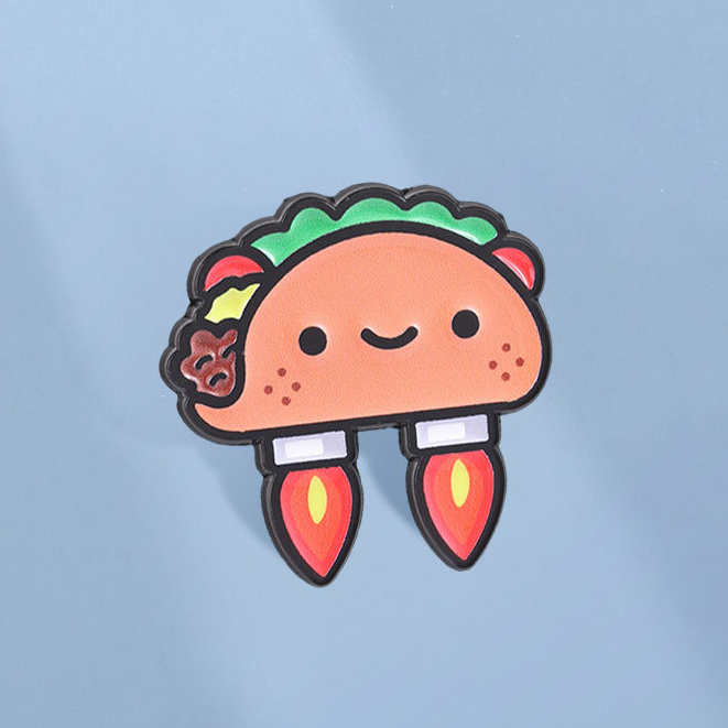 Flying Taco Rocket Esmalte Pin Bonito Dos Desenhos Animados Comida Broche Lapela Crachá Acessórios De Roupas Presentes P