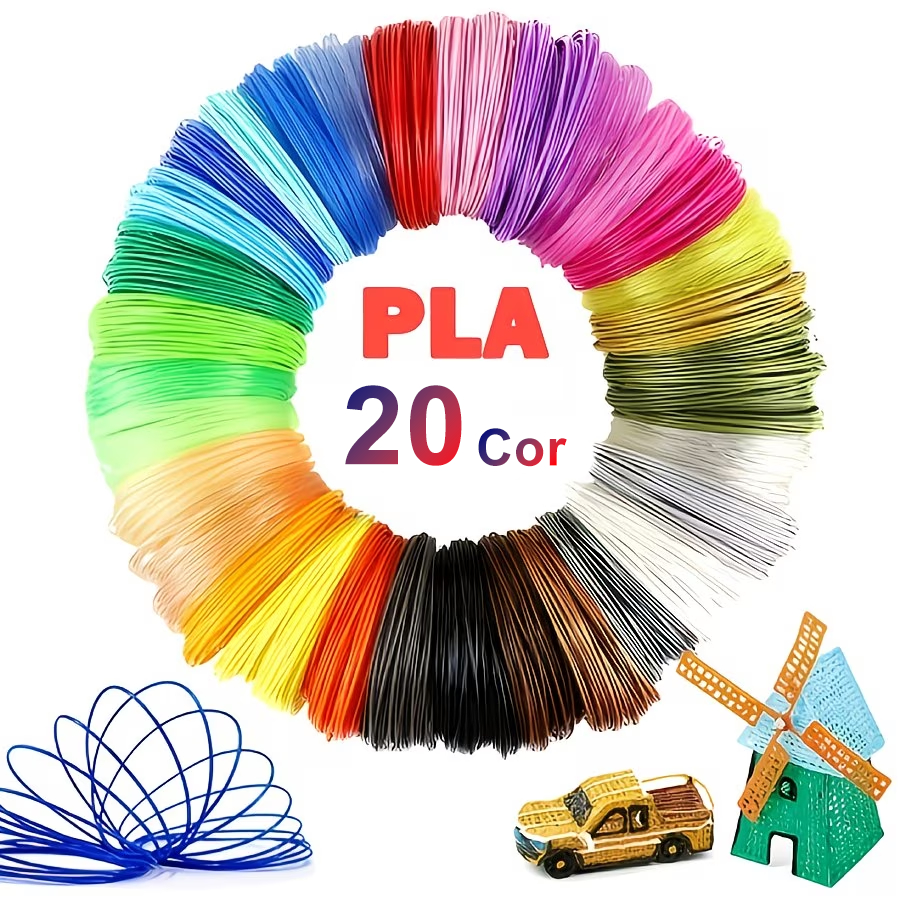 Refil Filamento Pla Kit 10/20 Cores 50/100m Caneta 3d Impressora cor aleatória