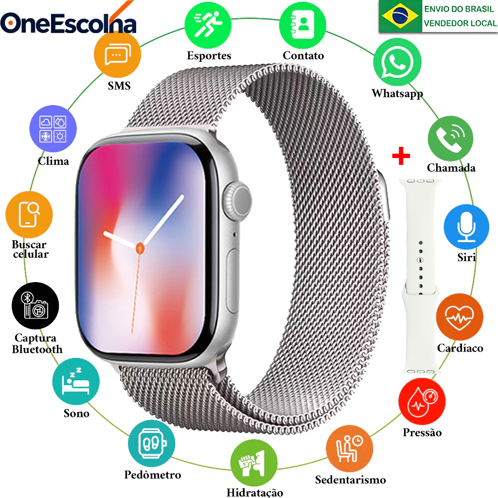 2026 Smartwatch S10 Pro Mini Chamadas Bluetooth Monitoramento de Saúde calculadora Envio Rápido de São Paulo
