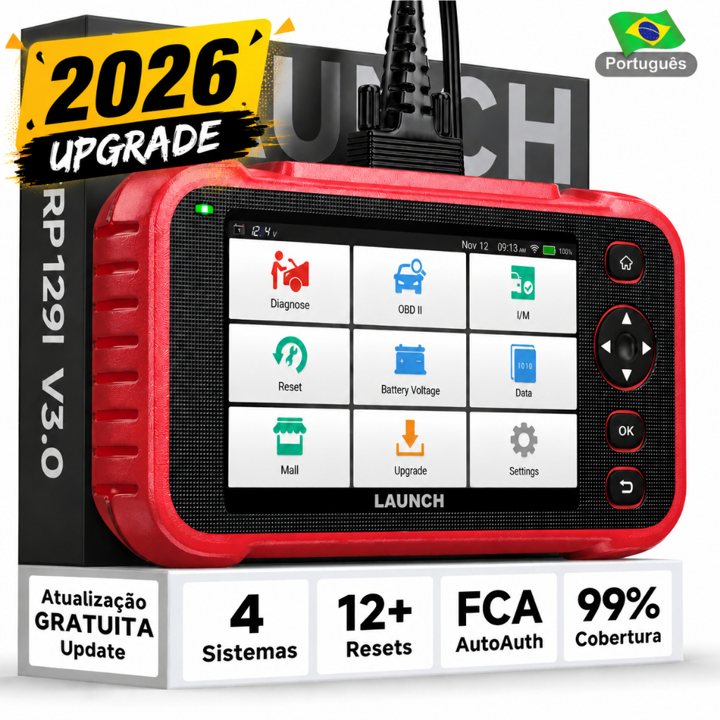 Scanner Automotivo em Português LAUNCH CRP129I V3 Ferramenta de Diagnóstico para 4 Sistemas 12 Reset