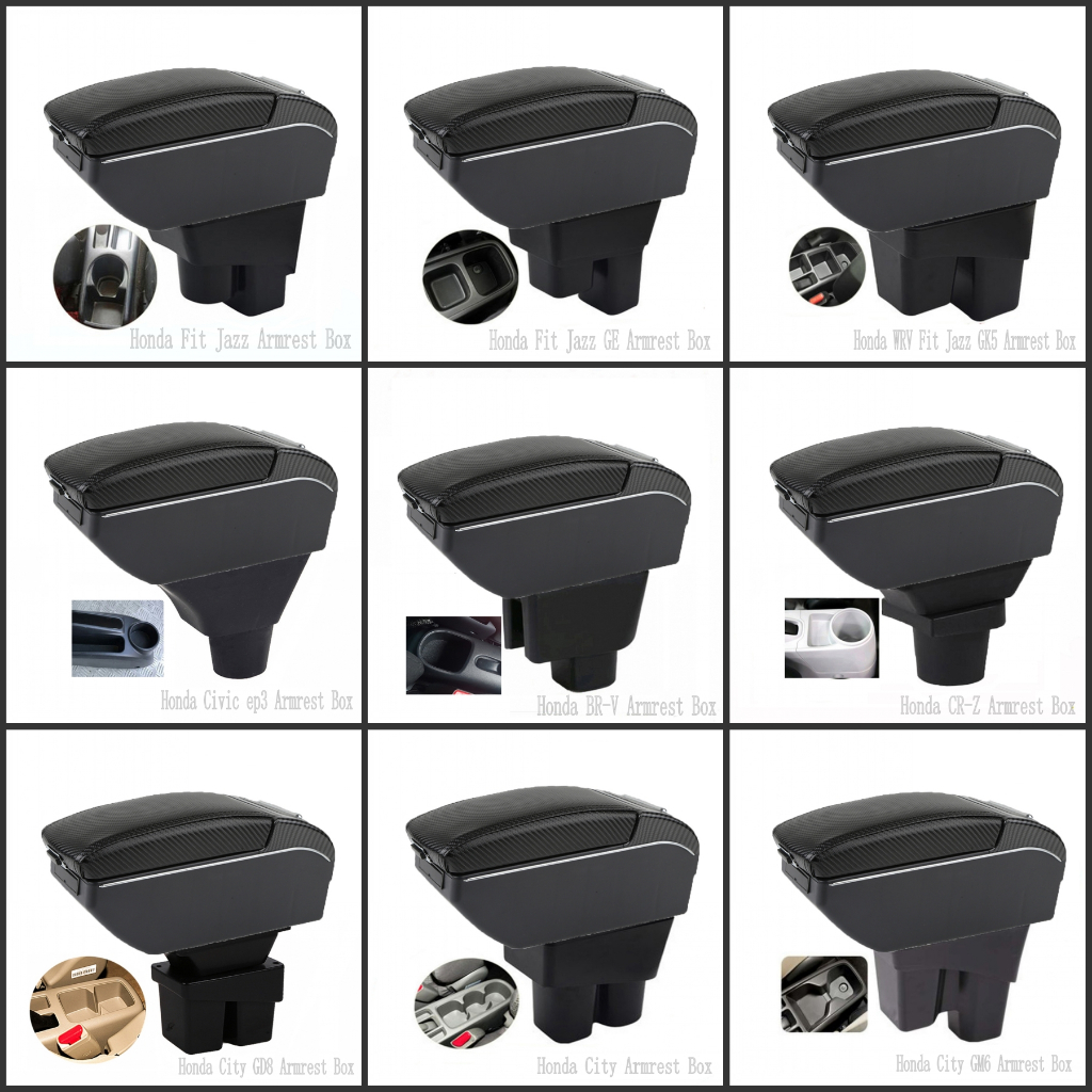 Honda Fit Jazz GE WRV GK5 BRV BR-V City GD8 GM6 Civic ep3 CR-Z Caixa De Apoio De Braço Armazenamento Do console central