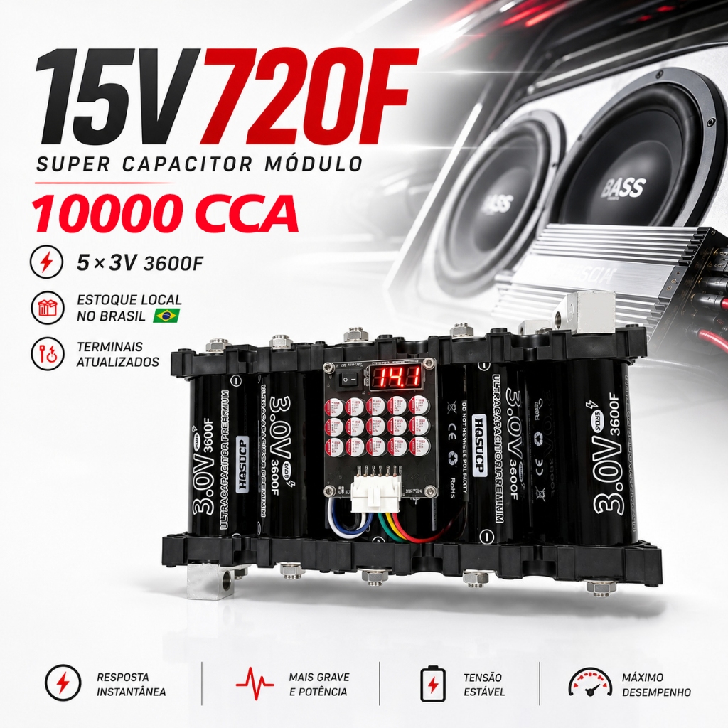 15V 720F Supercapacitor Brasil-Para Áudio Automotivo , Início Rápido E Sistema De Energia-Alta Corrente , Frete Grátis G