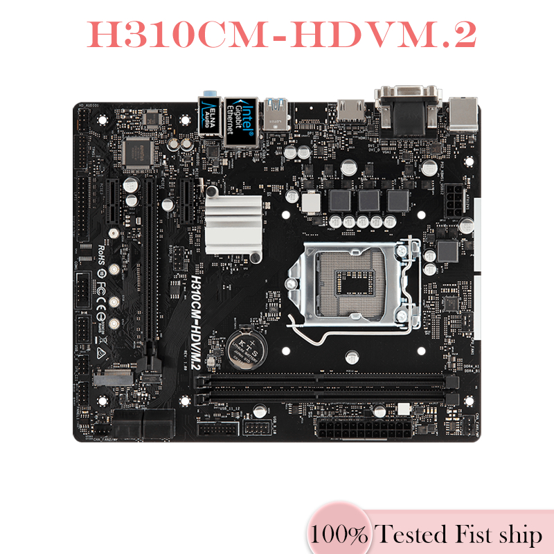 Para ASROCK H310CM-HDV/M . 2 Placa-Mãe 32GB HDMI PCI-E3.0 LGA 1151 DDR4 Mainboard Testado