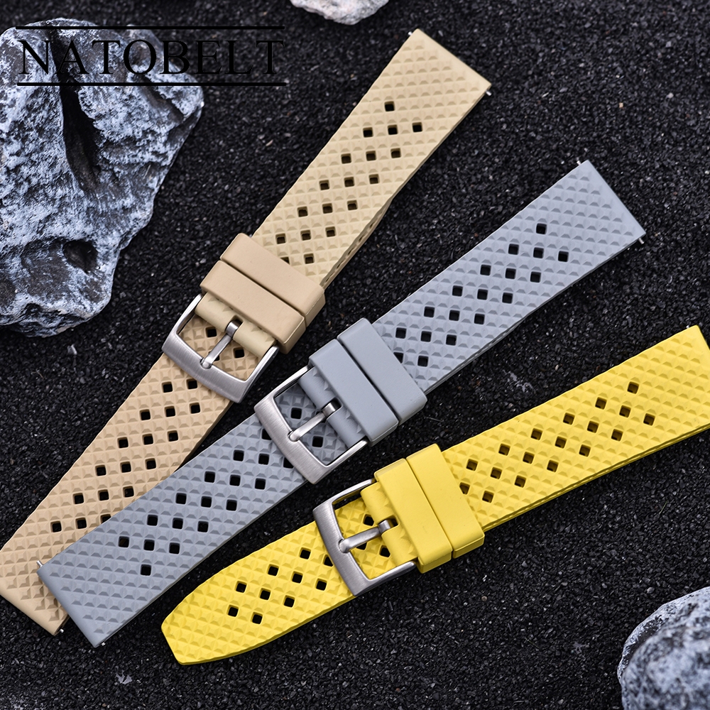Pulseira De Relógio De Mergulho Respirável Porosa Borracha FKM 20mm 22mm Esportiva De Liberação Rápida Para Seiko IWC Ci