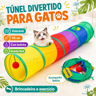 Túnel Colorido Gato Interativo Cachorro Labirinto Dobrável Pet Playground Toca Brinquedos…