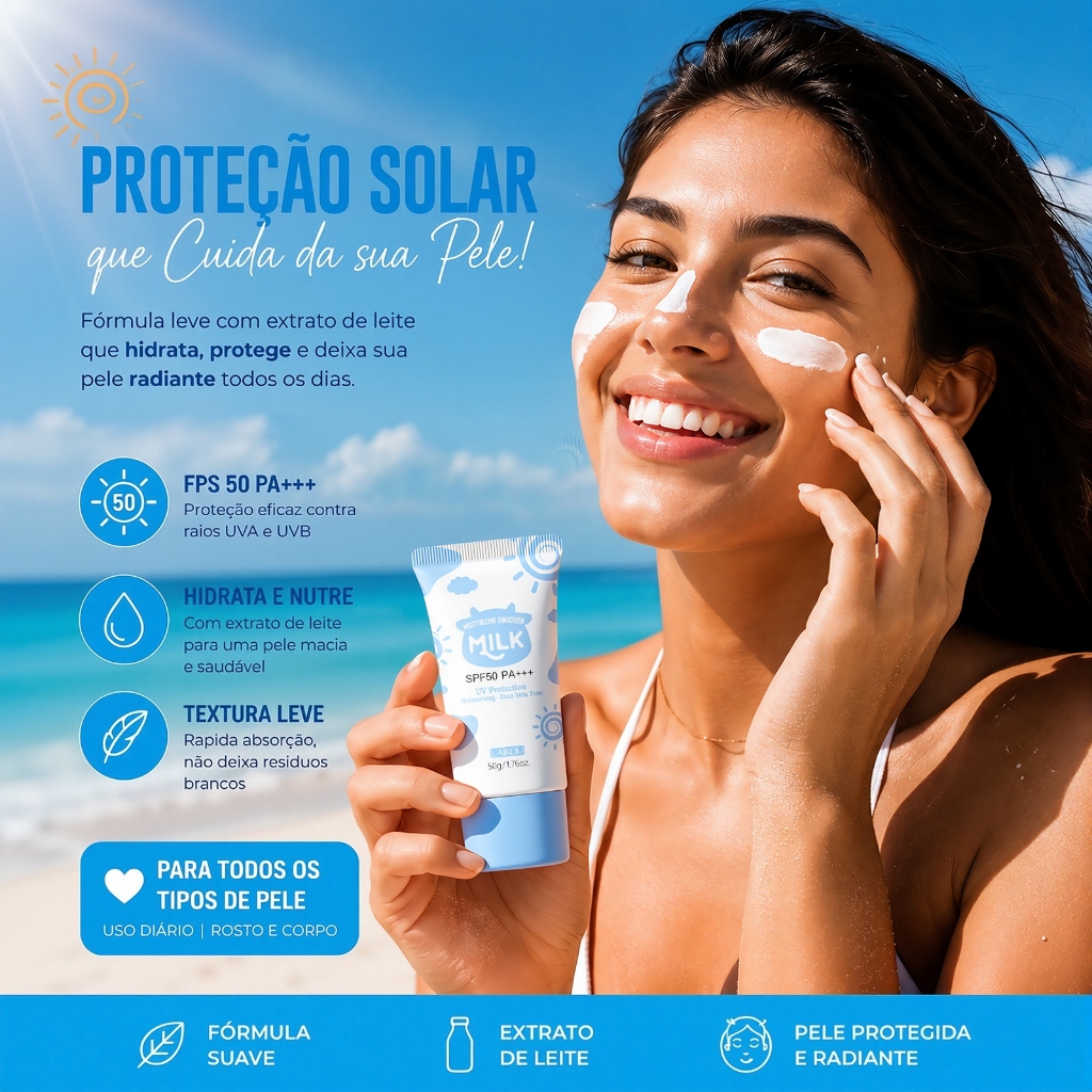 LAIKOU Protetor Solar De Leite Brilhante SPF50 PA + + Bloqueio Creme À Prova D'á