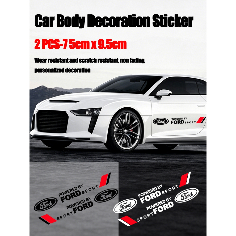 2 Pcs 75 Cm x 9.5 Material PET Esportivo Personalizado Adesivo Decalque Para Carroceria De Carro Ford Fiesta Mondeo Rang