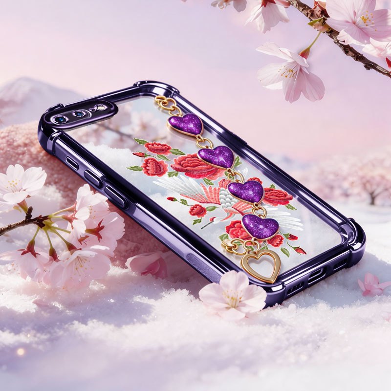 Capa VRQR Compatível Com Iphone 6 6S 7 8 Plus SE 2020 Guindaste Branco Rosa De Telefone Pulseira De Amor