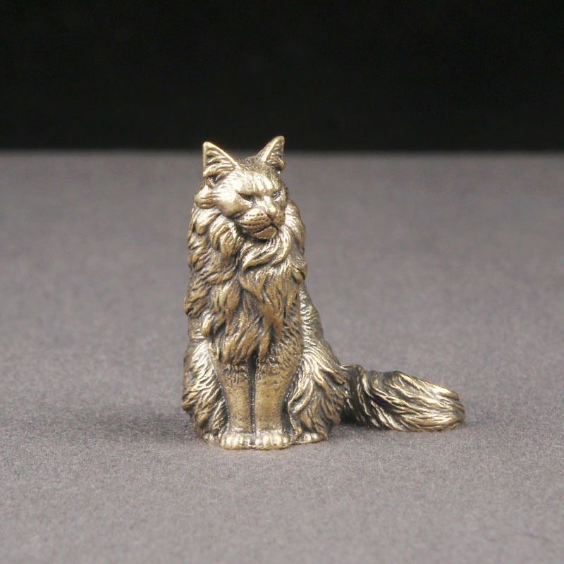 Latão Maine gato decoração de mesa gatinho Animal Bronze escultura artesanato gato Retro decoração para casa