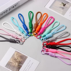 Cordão curto Anti-perda para celular, chaveiro diy, cordão tecido à mão