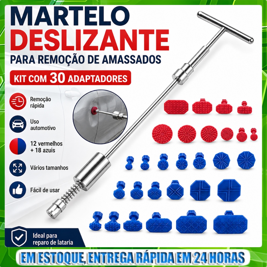 Kit de Repuxadeira p/ Amassados de Carro 30 Ventosas Inclusas Remove Amassados sem Pintura