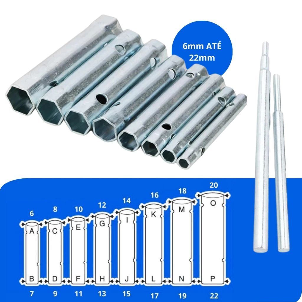 kit 10 Chave De Vela De Ignição 6mm A 22mm Universal Aço