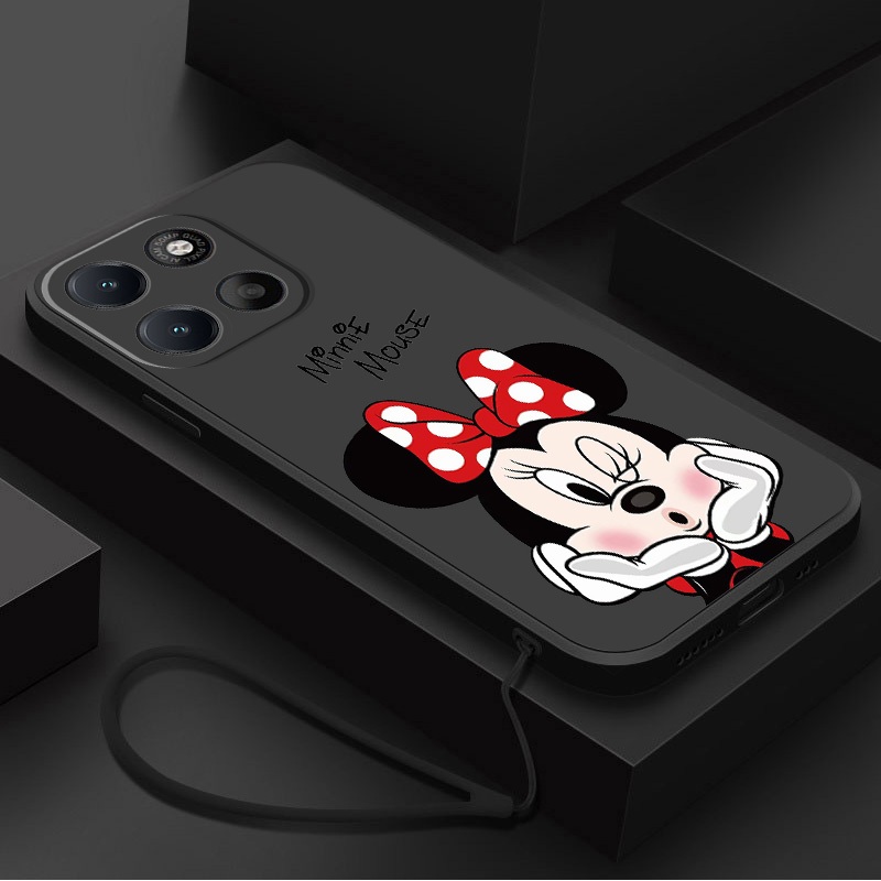 Moto G77 G67 5G G37 G47 Motorola Caso De Luxo Bonito Minnie Embalagem Fosco Silicone Líquido Volta TPU Macio Capa