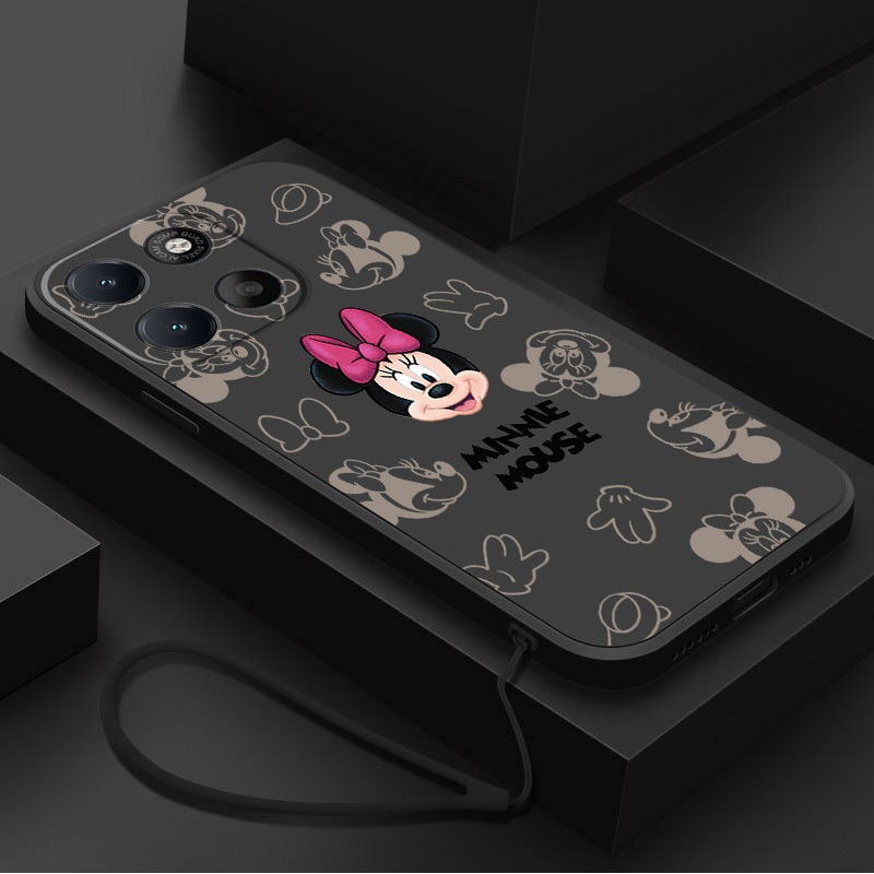 Moto G77 G67 5G G37 G47 Motorola Caso Embalagem Dos Desenhos Animados Minnie Móvel Bonito Silicone Líquido Capa De Prote