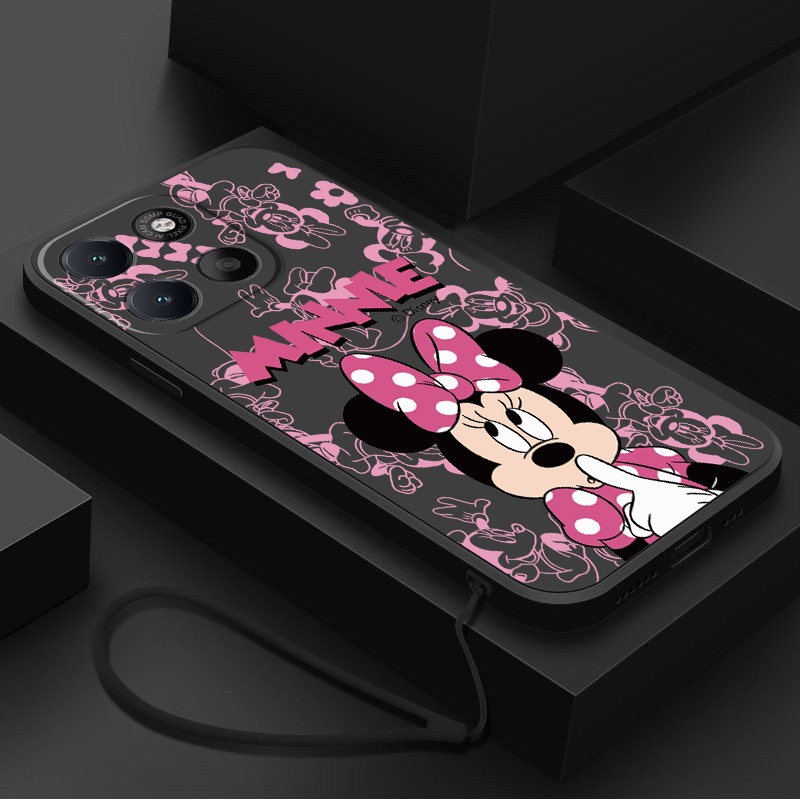 Moto G77 G67 5G G37 G47 Motorola Caso Disney Silicone Bonito Minnie Macio Capa De Borracha Líquida