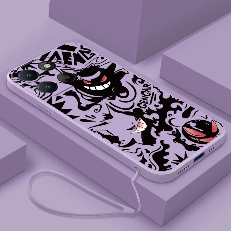 Moto G47 G67 G77 5G G37 Caso Pokemon Gengar Monstro Silicone Líquido Bonito Capa Macia