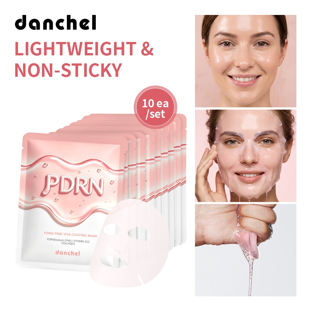 Máscara De Gel Rosa Danchel PDRN 10 Unidades , 99 % E Vitamina B12 Reafirmante Iluminadora Hidratante , Barreira De Repa