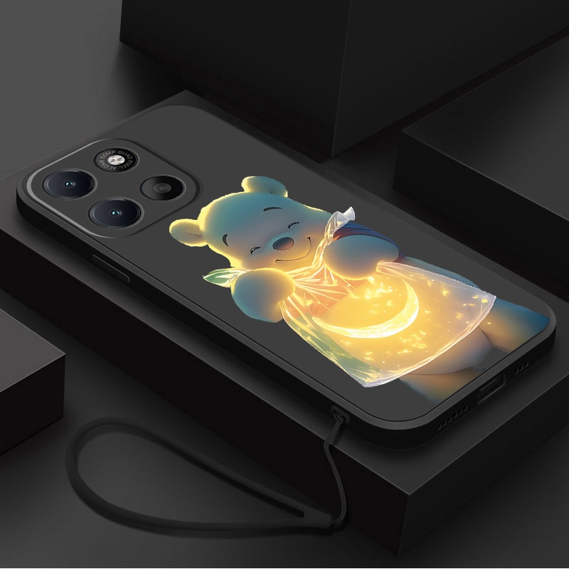 Moto G77 G67 5G G37 G47 Motorola Caso Winnie The Pooh Flexível Doce Cor Capa De Silicone Líquido